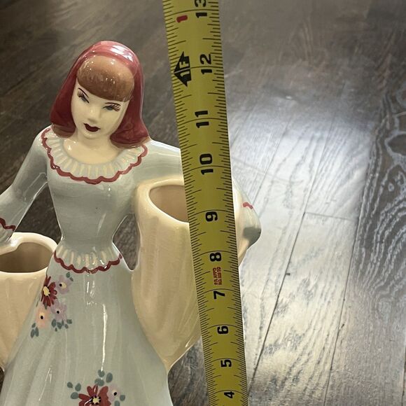 Vintage Weil Ware Spanish Woman 12” California Pottery Large Double Vase 40s 50s - Picture 9 of 9